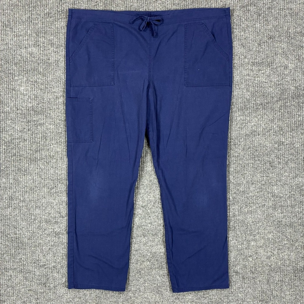 ScrubStar Womens Scrub Pants Size Large Indigo Pull On Drawstring Workwear